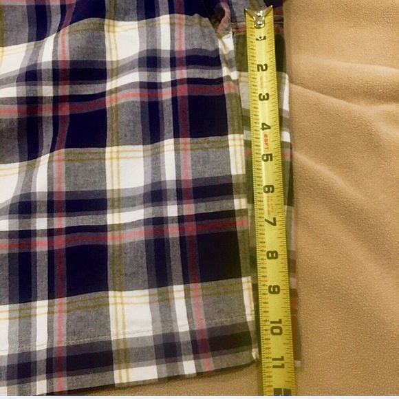 NAUTICA Mens Navy Blue Red White Plaid Flat Front Longer Length Shorts Sz 34 - Picture 8 of 8